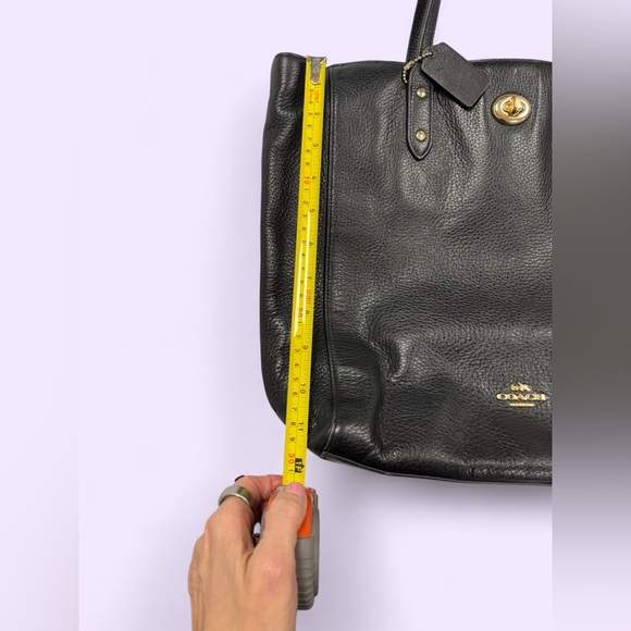 Coach Black Classic Leather Tote with Gold Hardware - Picture 15 of 16